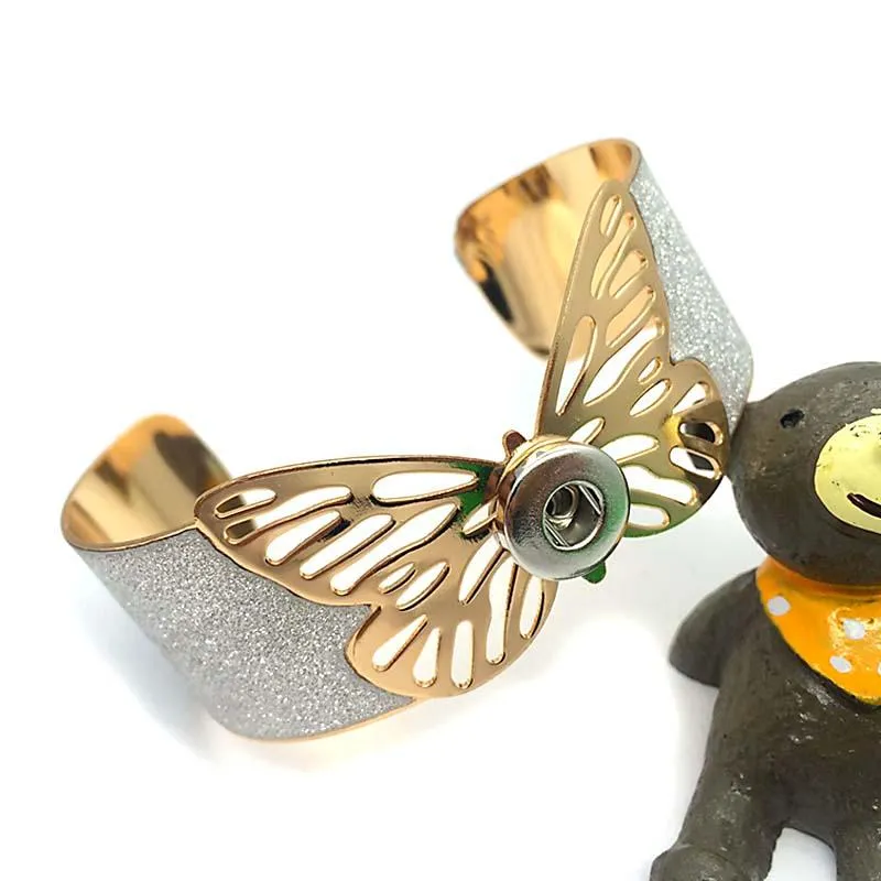 Nubuck 015 übertriebener Schmetterlingsarm Armband Armband Big Armband Armband 18 -mm -Schnappknopf Schmuck für Frauen2268