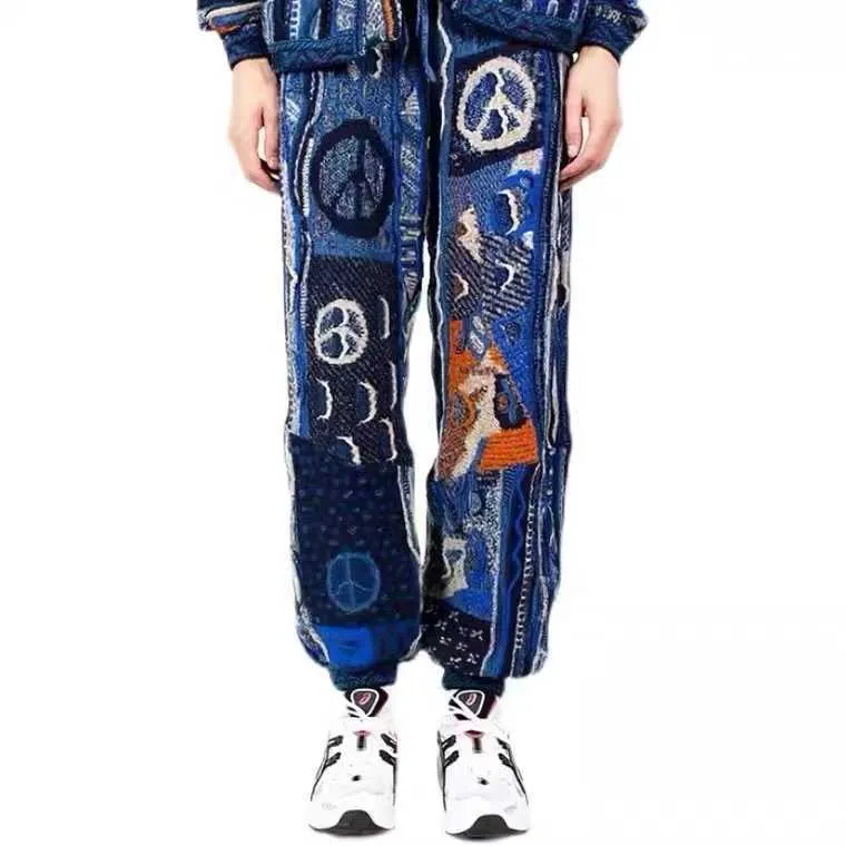Men's Pants Hirata hohiro knitted American Kapital stitched hip hop legged anti war pants for men and women