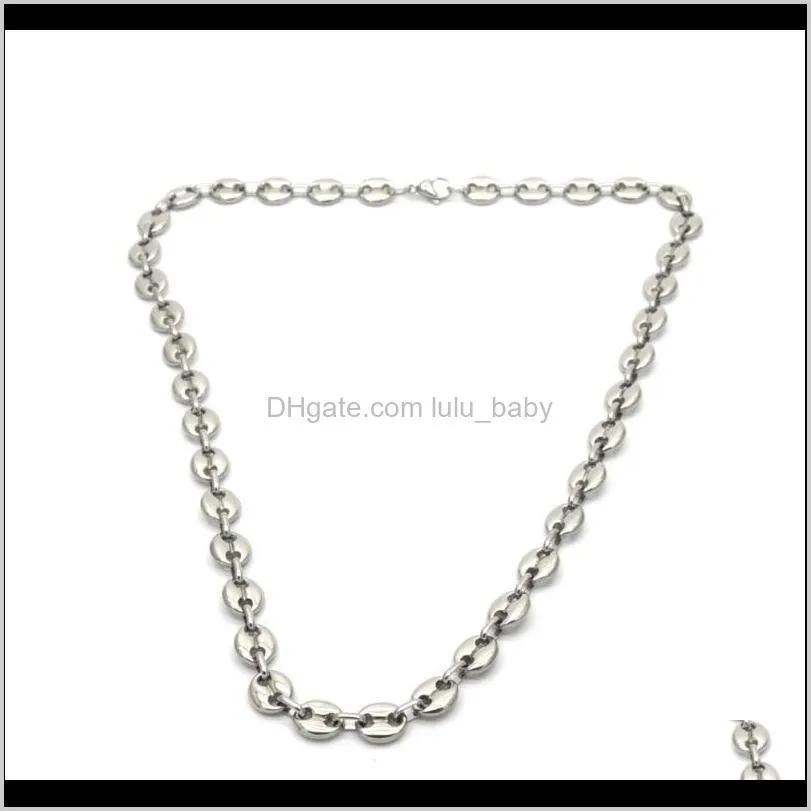 Kedjor halsband hängar juvelymujer och hombre hel rostfritt stål halsband sier färg kaffe böna mode smycken n042312q
