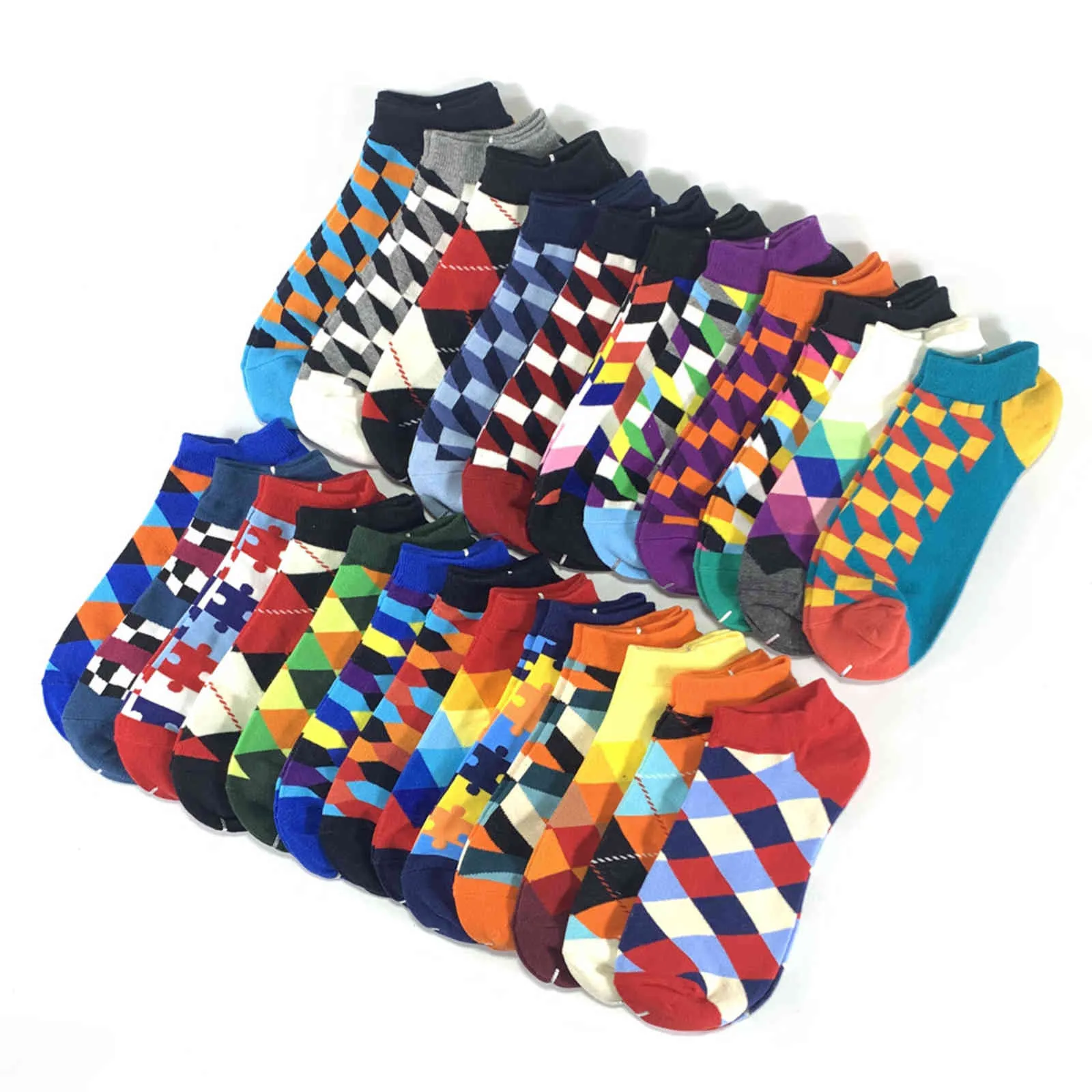 Chaussettes de bateau peignées de couleur printemps invisibles pour hommes