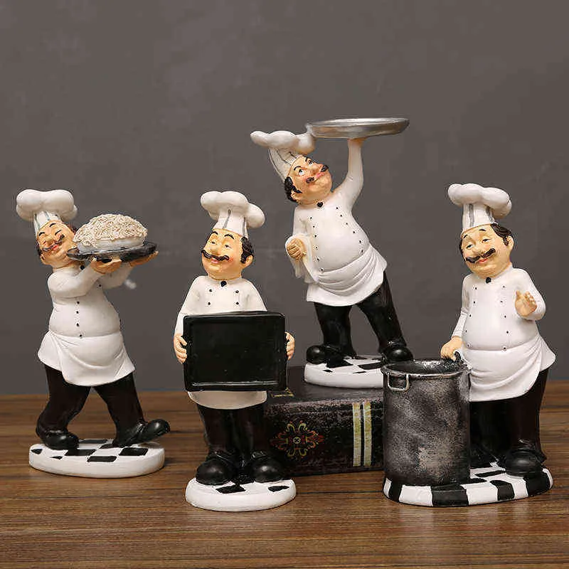 Ornements décoratifs français de figurine de chef - décoration de maison en résine 3D pour décorations de cuisine gastronomique collection pendaison de crémaillère 211101