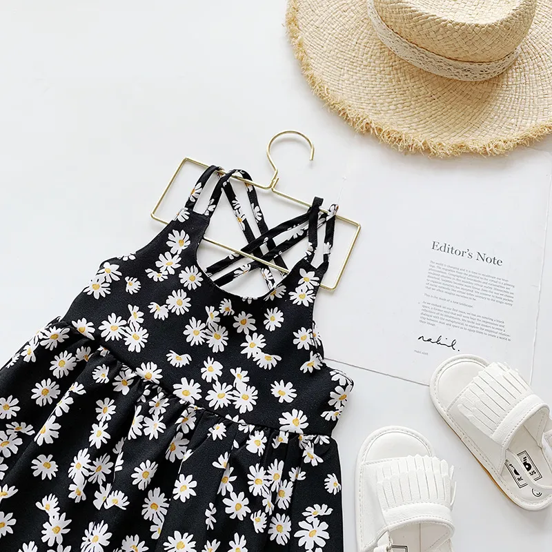 Meisje jurk zomer kinderen kleding chiffon vakantie stijl baby mode bloemen sling prinses 210515