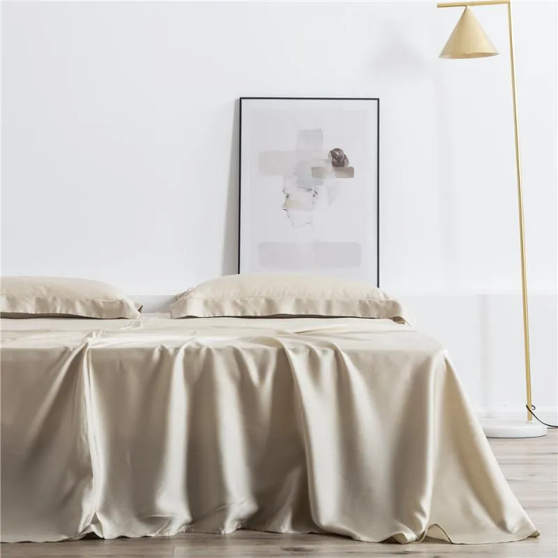 Ensembles de draps Lanlika vert adulte 100% soie 25 Momme tissu naturel linge de lit de luxe sain Double drap plat étui Euro Home Deco3242