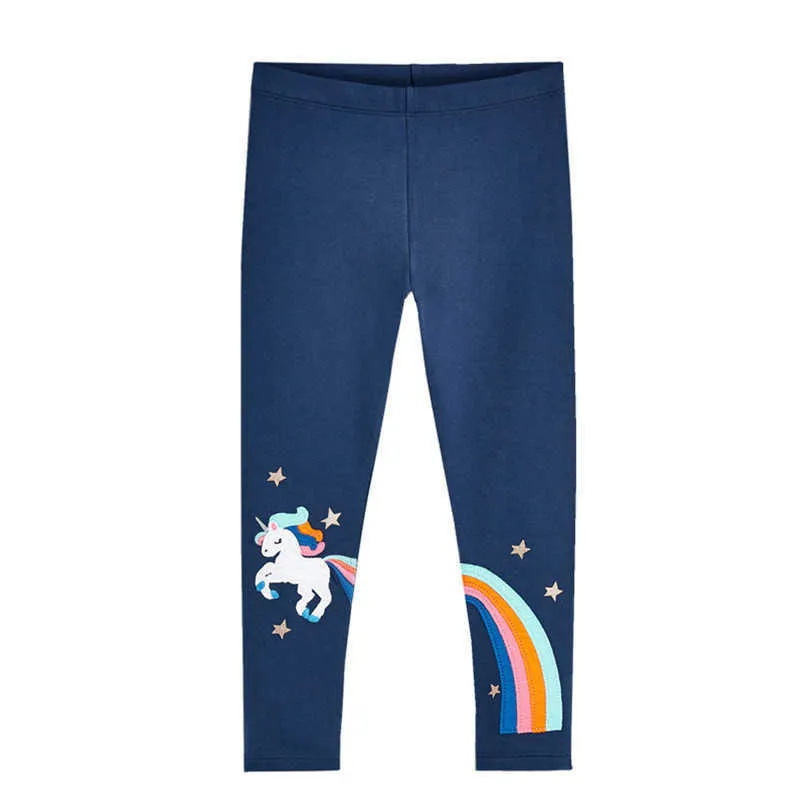 Springmeters meisjes eenhoorn leggings broek voor herfst lente dieren babybroek volledige broek skinny kleding 210529