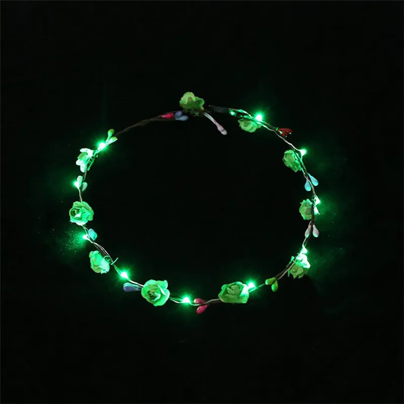 LED-hoofdbandverlichting Glow strings Bloemkroon Hoofdbanden Oplichtende haarkrans Haarband Slingers Dames Kerstfeestkransen5131531