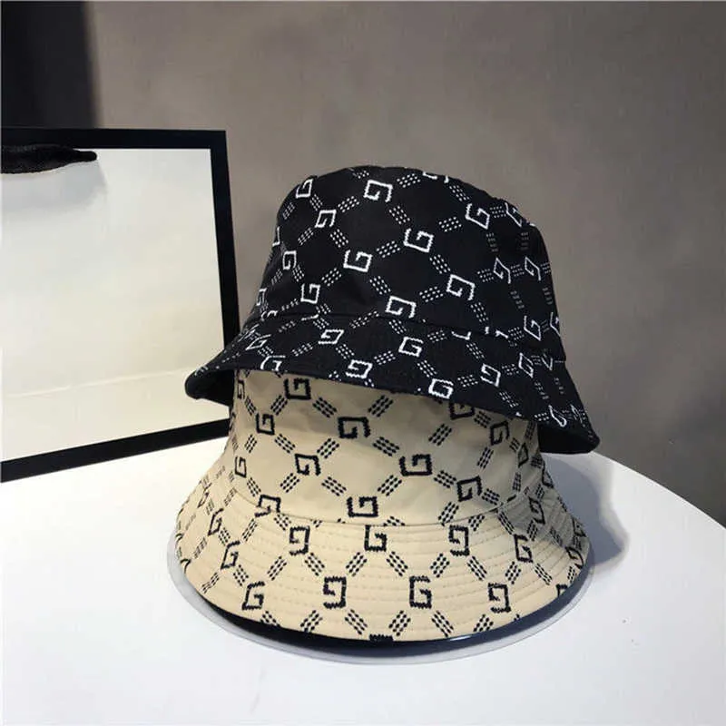 New Brand Japanese Double-sided Letters Bucket Cap Four Seasons Graffiti Woman Men Hats Fisherman Cotton Bob Beach Sun Hat Q0805
