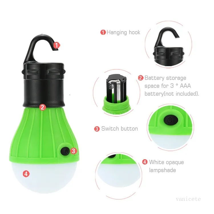 Tenda esterna a i luce da campeggio sferica impermeabile 3led luce di segnalazione portatile mini luce di segnalazione da campeggio di emergenza T2I52333