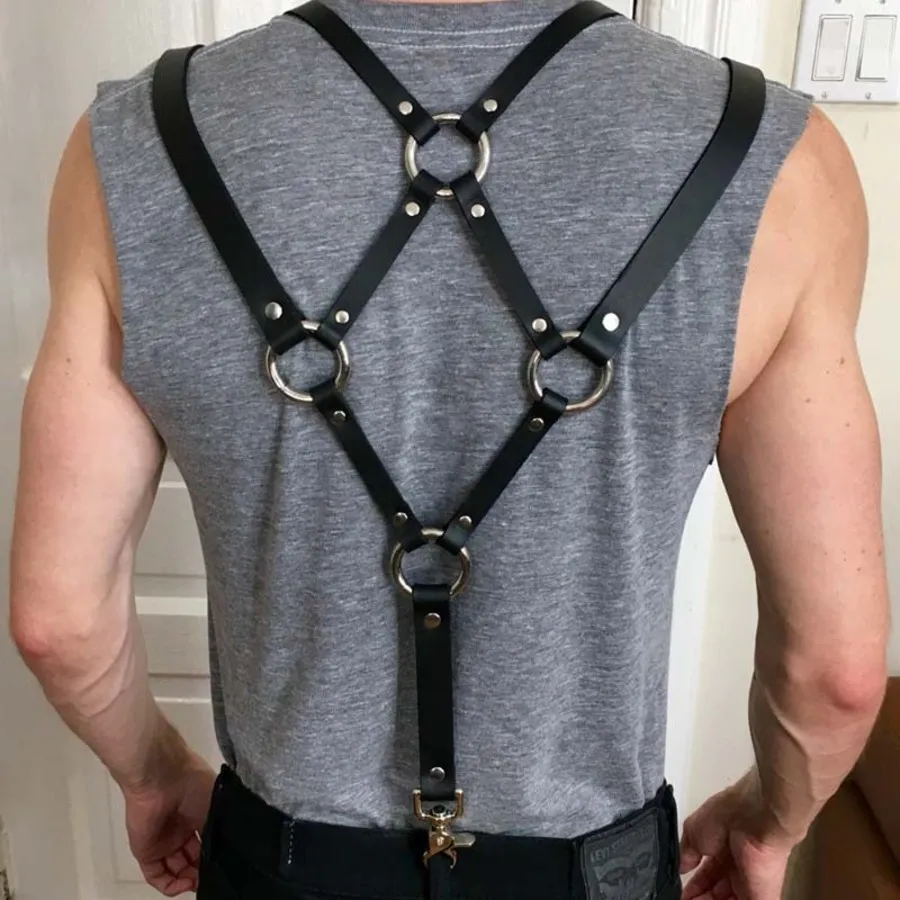 Lederen punk persoonlijkheid spier heren mode Suspender riem SP8G294P