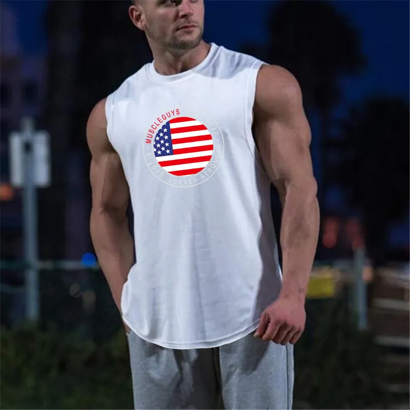 Gym Tank Toppar Mens Undershirt Sportande Slitage Canotte Bodybuilding Män Fitness Exercise Kläder Vest Ärmlös Skjorta 210421