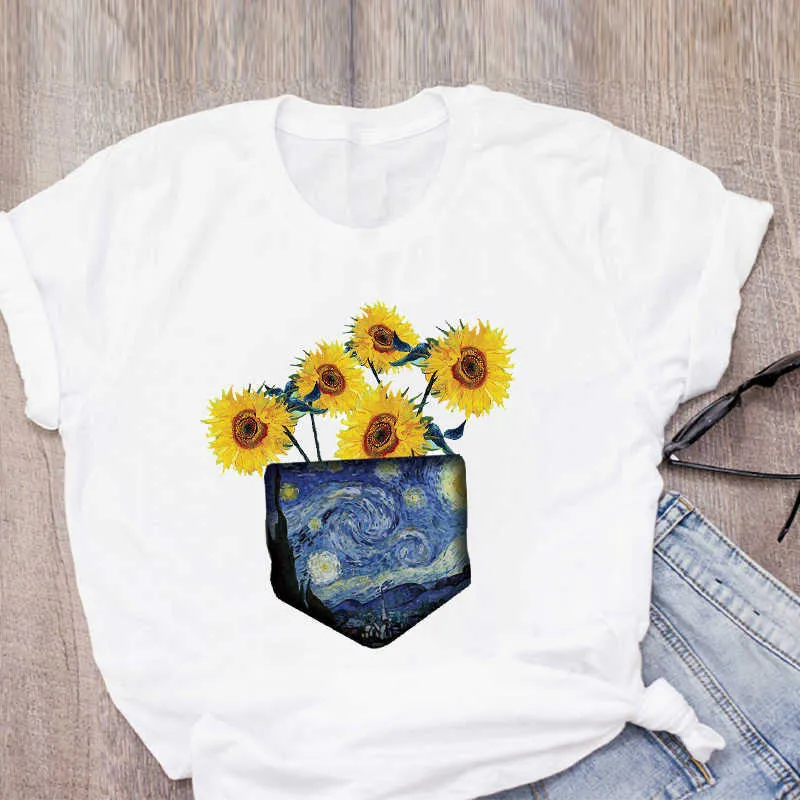 여성 그래픽 꽃 Tumblr 플로랄 패션 프린트 여름 티셔츠 셔츠 탑 레이디 옷 여자 의류 티 여성 T 셔츠 x0628