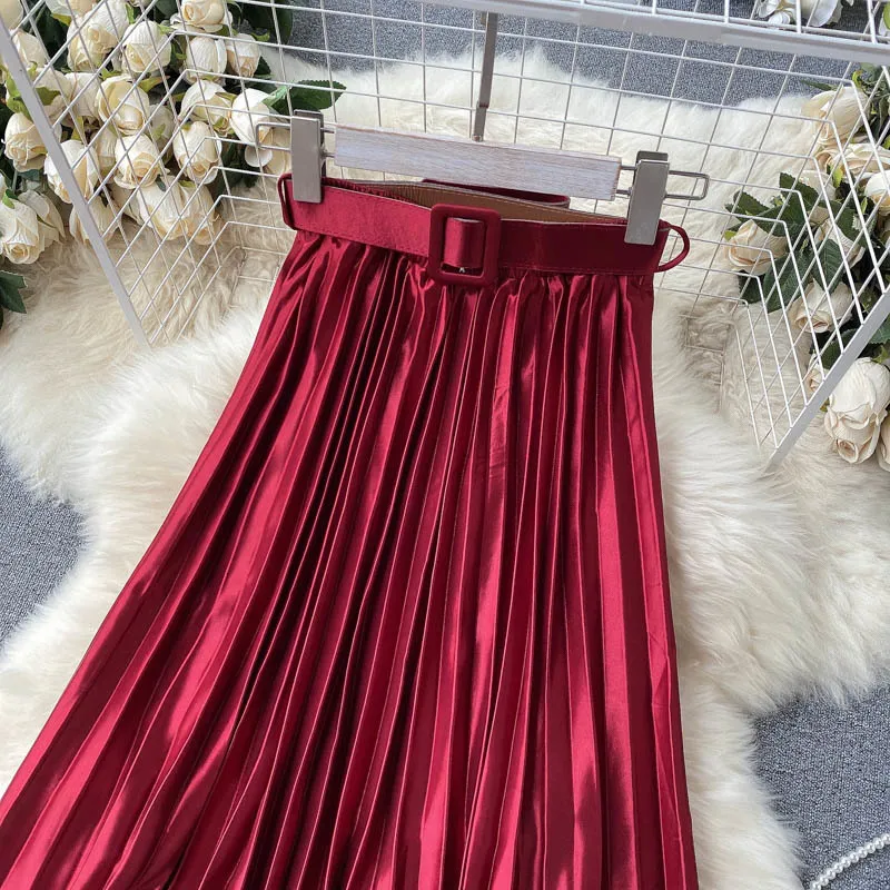 Singreiny Women Retro Plissee Kleid Korean Elegant Solid High Taille A-Line Kleider Sommer Freizeitmodet Streetwear Maxi Kleid 210419