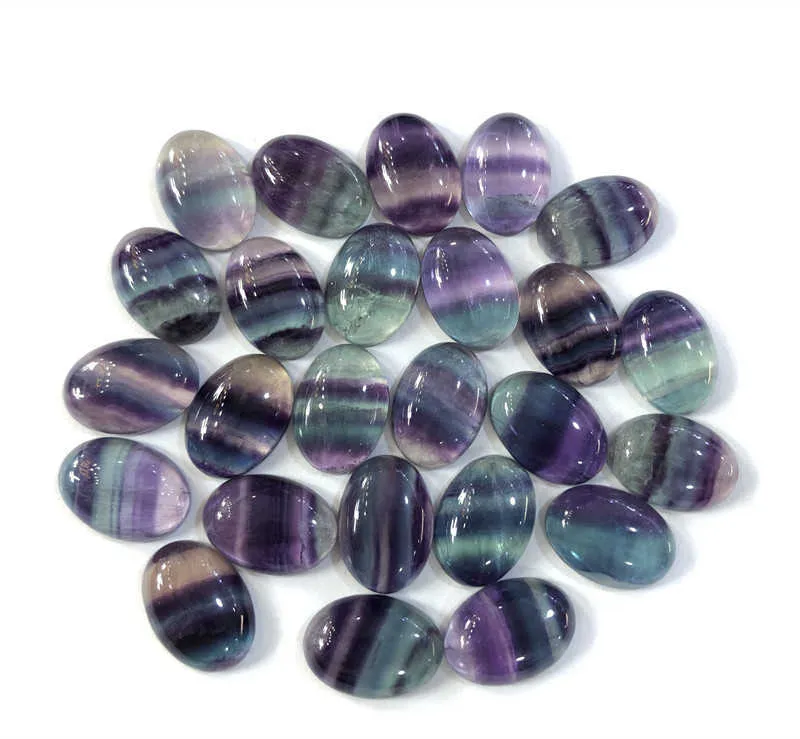 Véritable Rainbow Fluorite Cabochon En Gros 13x18mm Ovale Perles De Pierres Précieuses CAB Lâche Pierre Précieuse Anneau visage Pendentif accessoires H1015