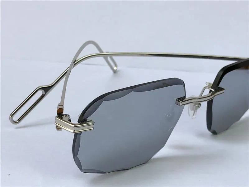 Solglasögon kvinnor vintage piccadilly oregelbundna glasögon 0115 Rimless Diamond Cut Lens Retro Fashion Avant-garde Design UV400 Light C254A