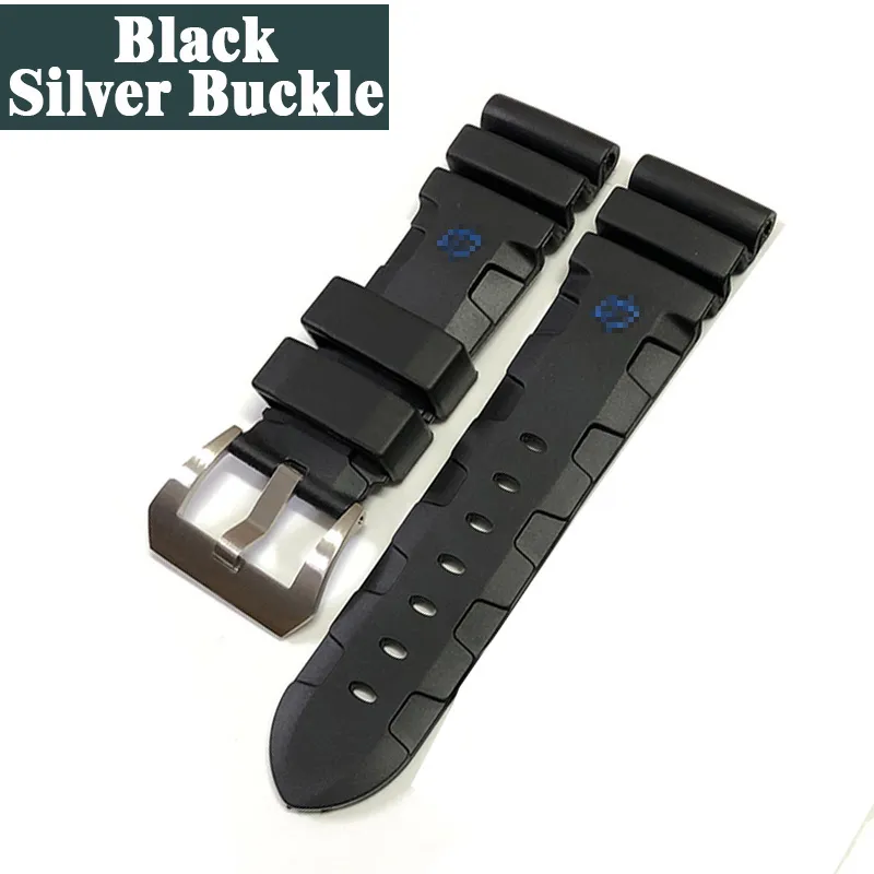 26mmWatch Band For Panerai SUBMERSIBLE PAM 441 359 Soft Silicone Rubber Men Strap Accessories Bracelet250j273n