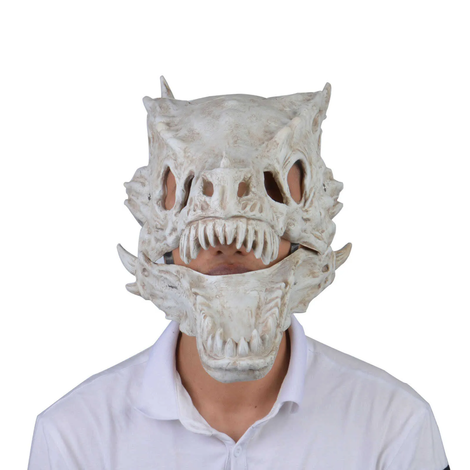 Halloween LaTex Mask Simulation Mask Mask Mask Stet Dinosaur Latex Animals Moving Pacifier Mask Funder Funder for Kids L230704