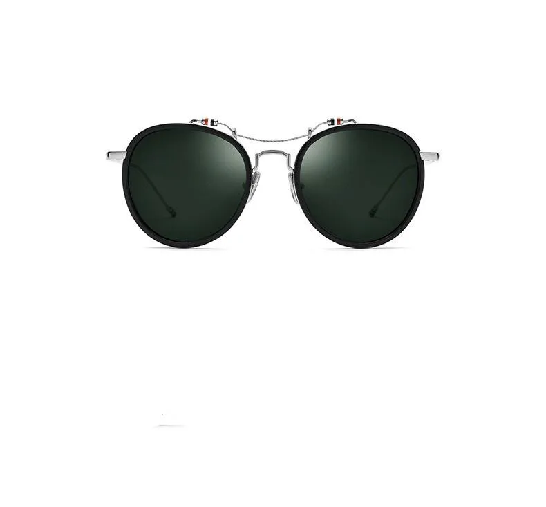 Óculos de sol polarizados thom marca moda tbs815 titânio redondo óculos de sol para homens mulheres uv400 retro condução eyeglass280o