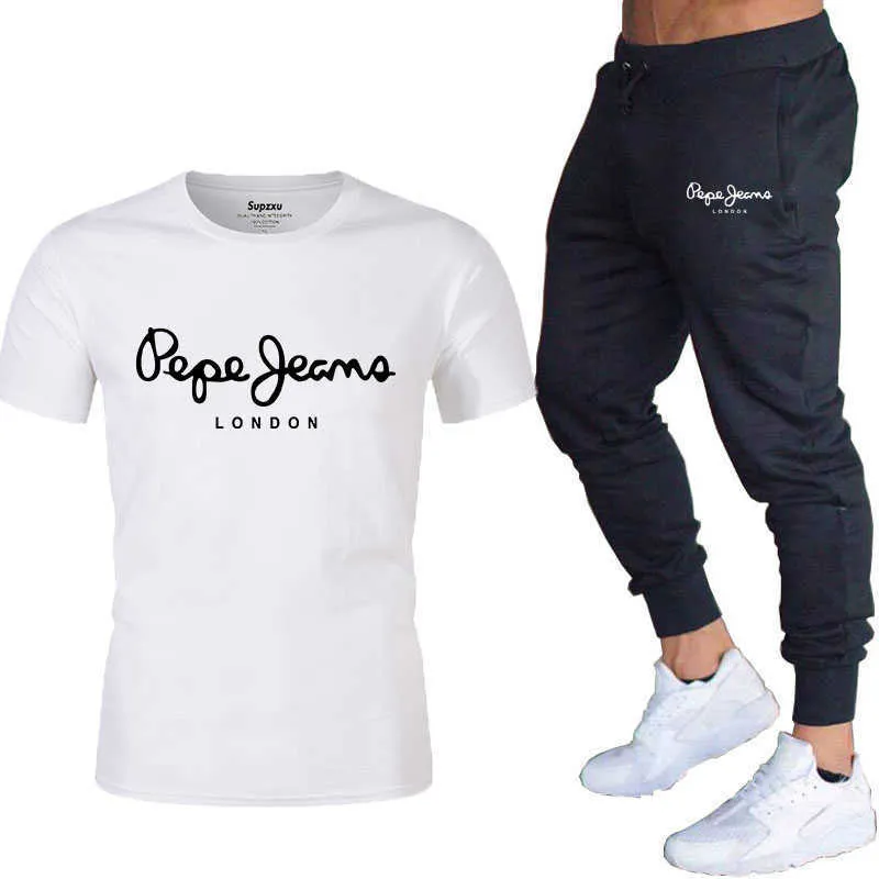 2021 новейшая футболка Pepe-Jeans-London, летняя мужская популярная футболка с короткими рукавами, мужской костюм из 2 предметов G0918
