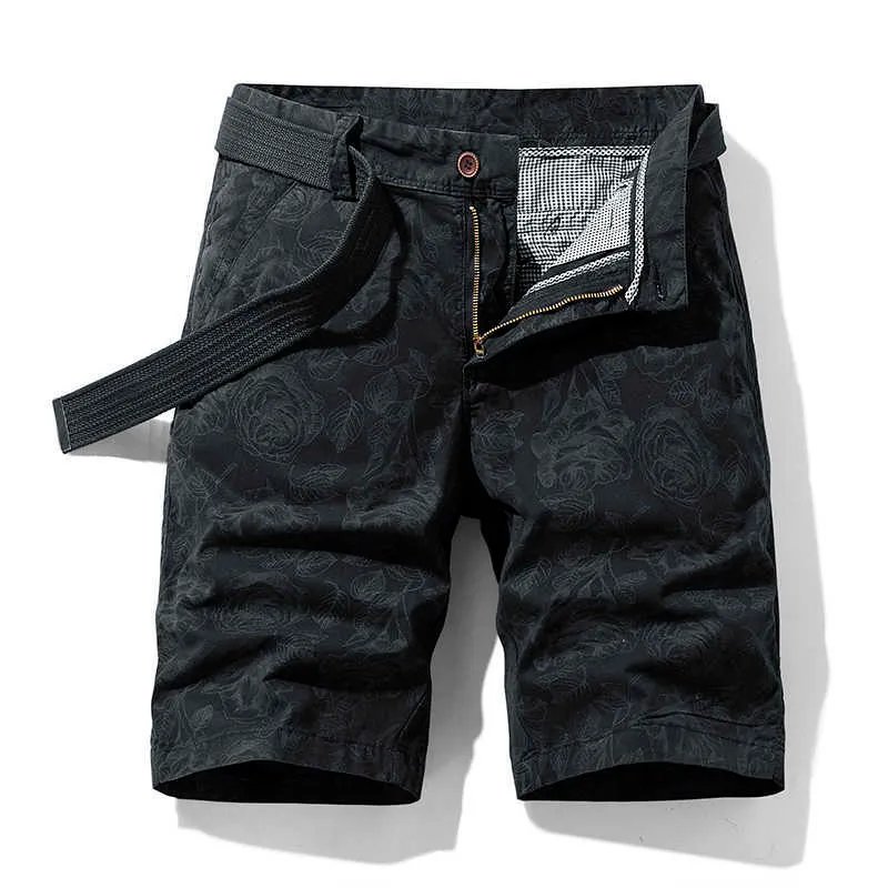 春の男性の綿の印刷のショートパンツ夏のカジュアルブリーチBermudaファッションジーンズのビーチパンツショート210712