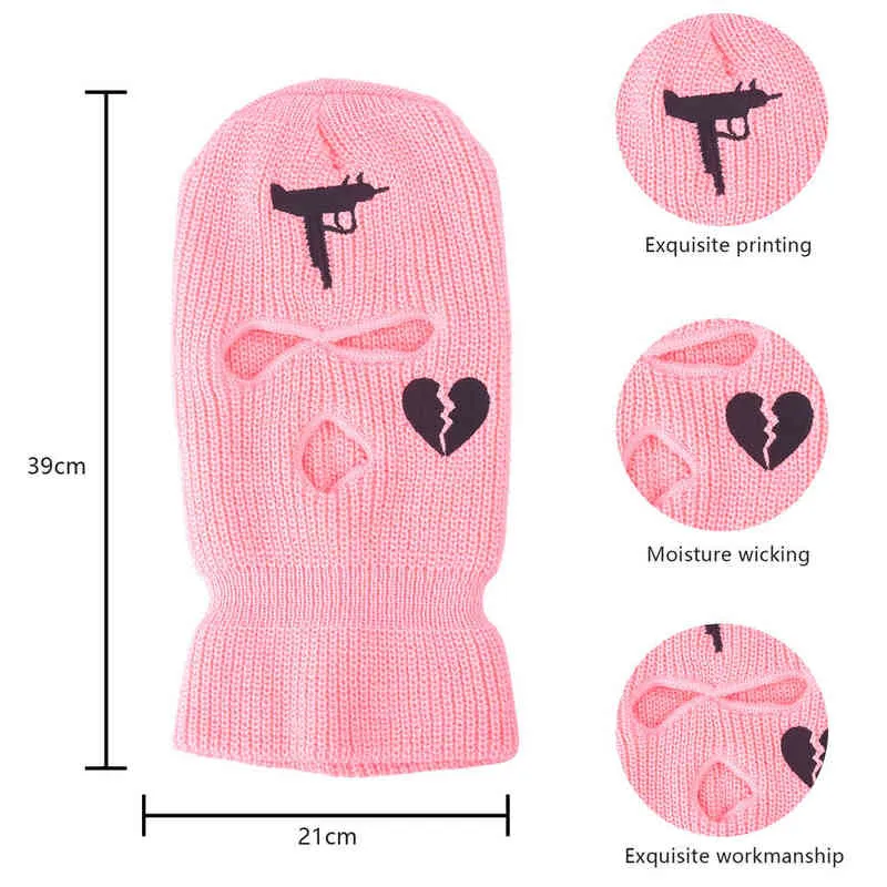 Mode Neon Balaclava Drie-Gat Ski Mask Tactical Full Face Winter Hat Party Limited Embroidery Bone Masculino 211231