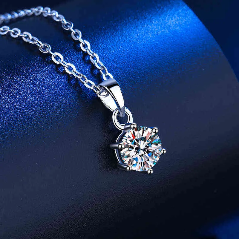 100 Real Moissanite Necklace 1CT 2CT 3CT VVS Lab Diamond Pendant Halsband för kvinnor Män Present Sterling Silver Wedding Jewelry H116962435