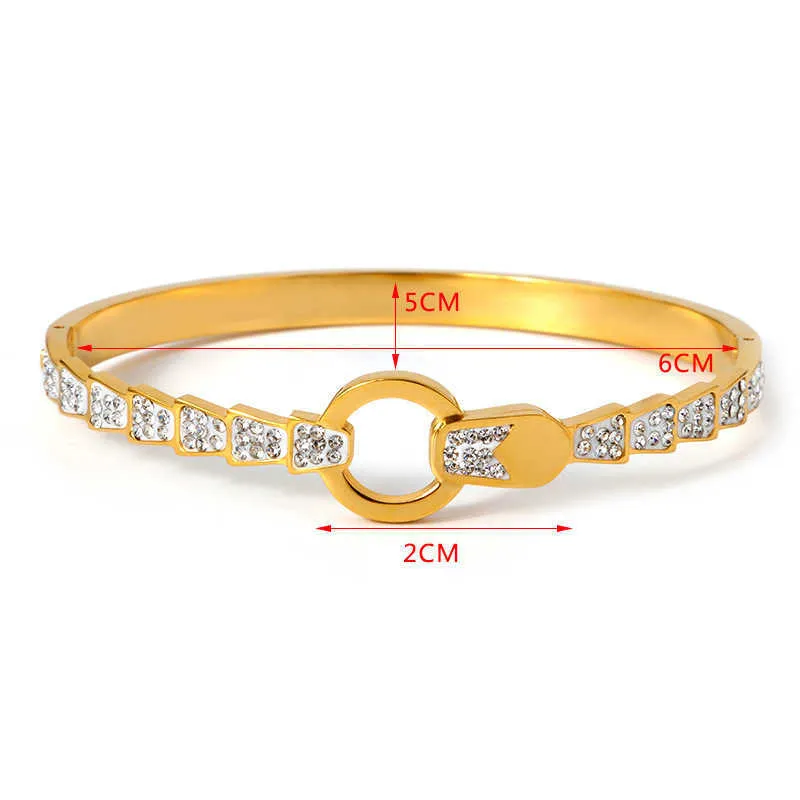 Bracelets de luxe ronds en acier inoxydable pour femmes, filles, charme, petit bracelet en cristal, bijoux cadeaux Q0717