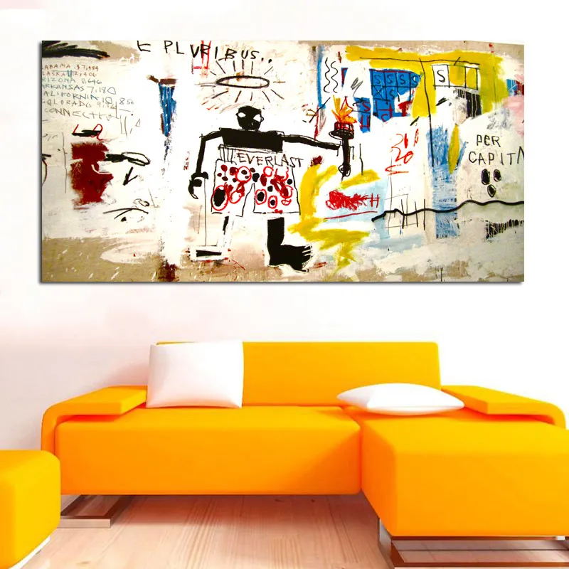 뜨거운 판매 basquiat 낙서 예술 캔버스 회화 벽 예술 그림 거실 현대 장식 그림