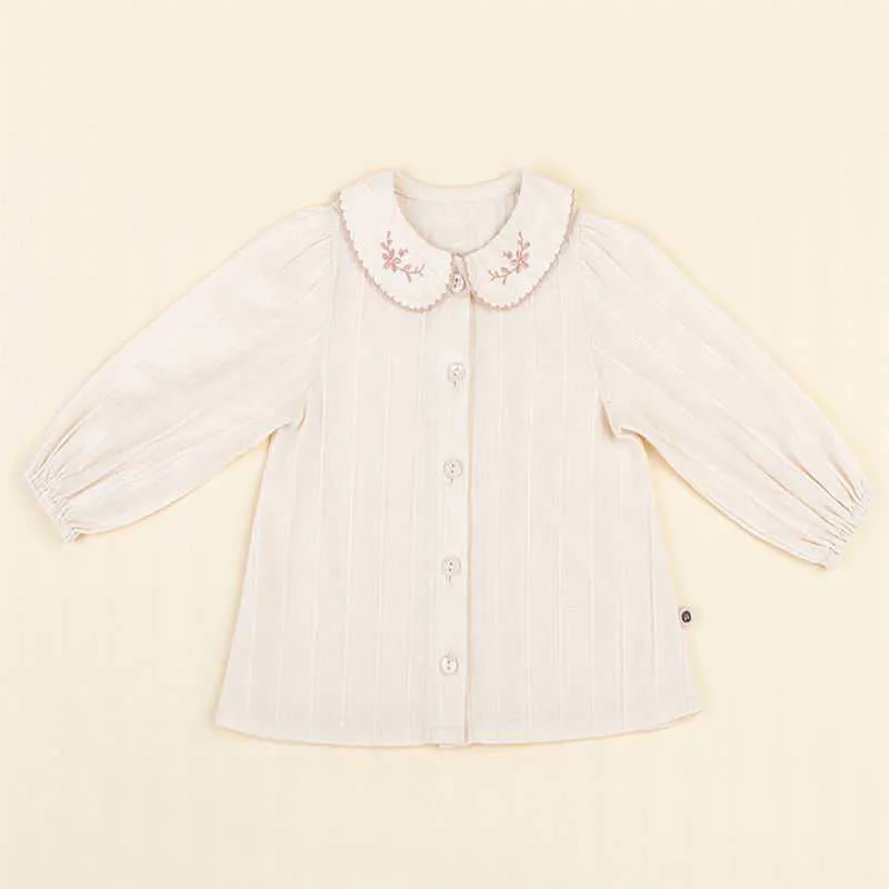 Baby Girl Clothes Set Girls Colletto ricamato Camicia a maniche lunghe + gonna pantalone 2 pezzi Abiti Kids AW001 210610