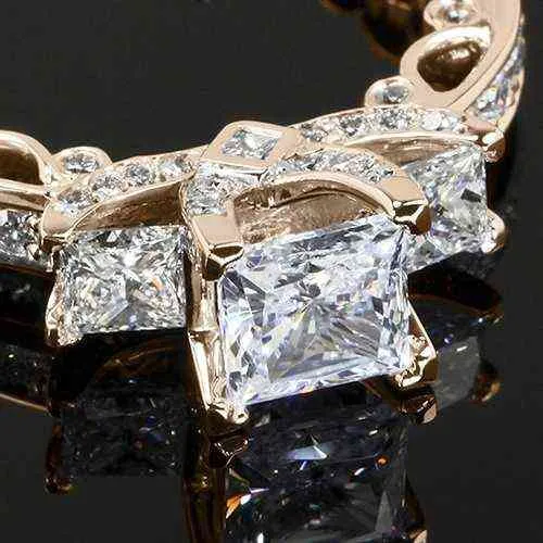 14K Rose Gold Princess Real Diamond Pierścionek dla kobiet Anillos Mujer Bizuteria Gemstone Femme Biżuteria Anel Pierścionki 211217