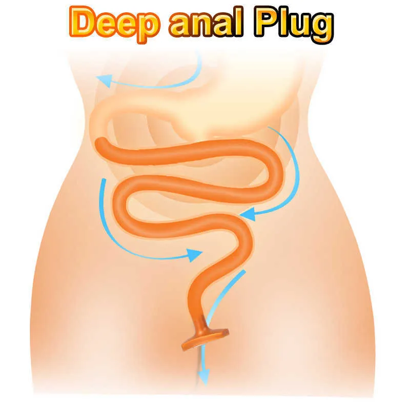 секс-игрушка-массажер Массаж Секс-шоп Супер длинный силиконовый анальный фаллоимитатор Мягкая анальная пробка Игрушки для женщин и мужчин Расширитель ануса Большая анальная пробка Эротические игры для взрослых
