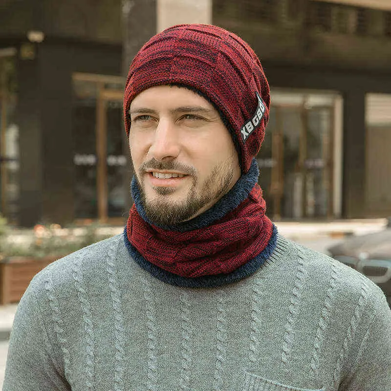 Homens de inverno chapéu de malha headgear bib bonés além de veludo grosso chapéu de lã outono e inverno chapéu chapéu czapka zimowa sombrero mujer y21111