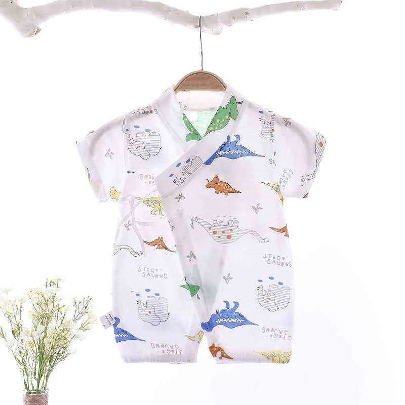 夏の女の赤ちゃん男の子の服のロンパースジャンプスーツ半袖かわいいソフト生物幼児着物遊戯衣服211101