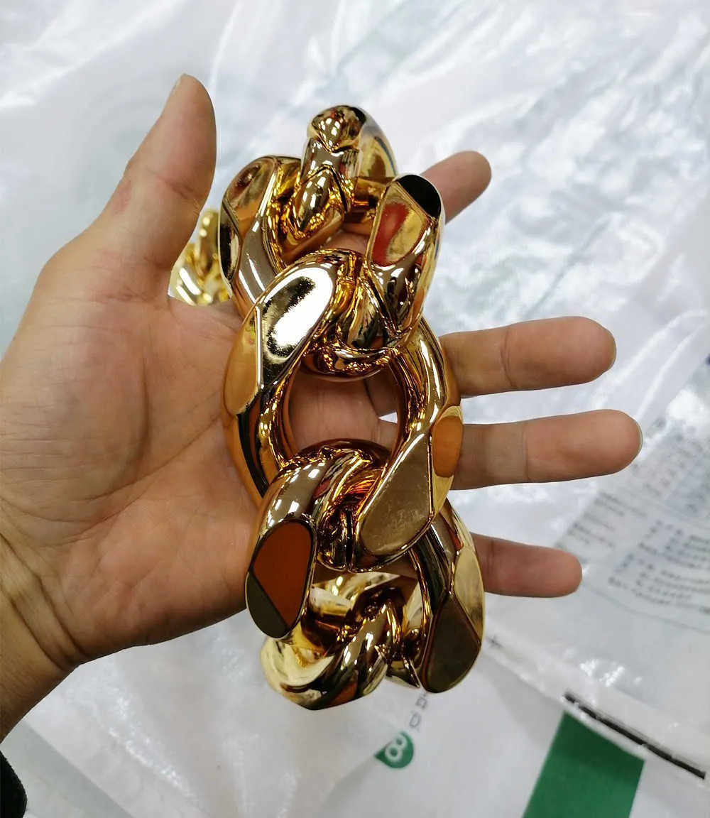 Fishsheep Hip Hop Gold Color Big Acrylic Chunky Chain Halsband för män Punk överdimensionerade stora plastlänkkedjor Herrsmycken 270A