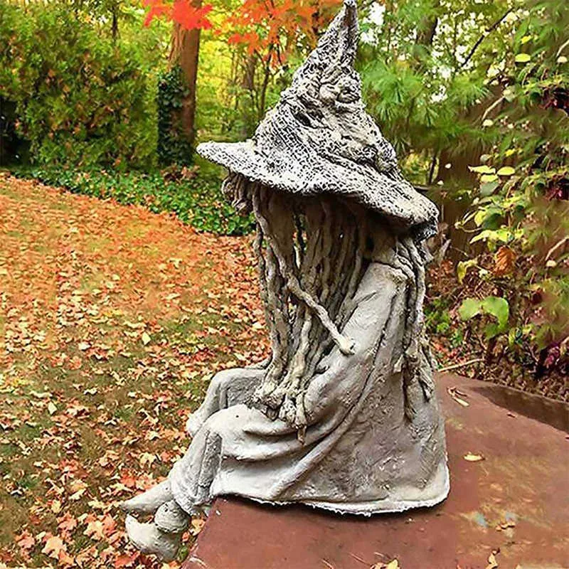 Witch Ghoul Assis Statue Solar Light Crafts Resin Ornement pour Home Garden Courtyard Decoration 2021 Q081164758222487728