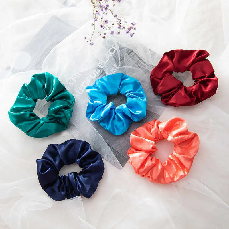 Satin Elastic velvet Bands Scrunchy Ties Ropes chiffon for Women Girls Hair Accessories X0722