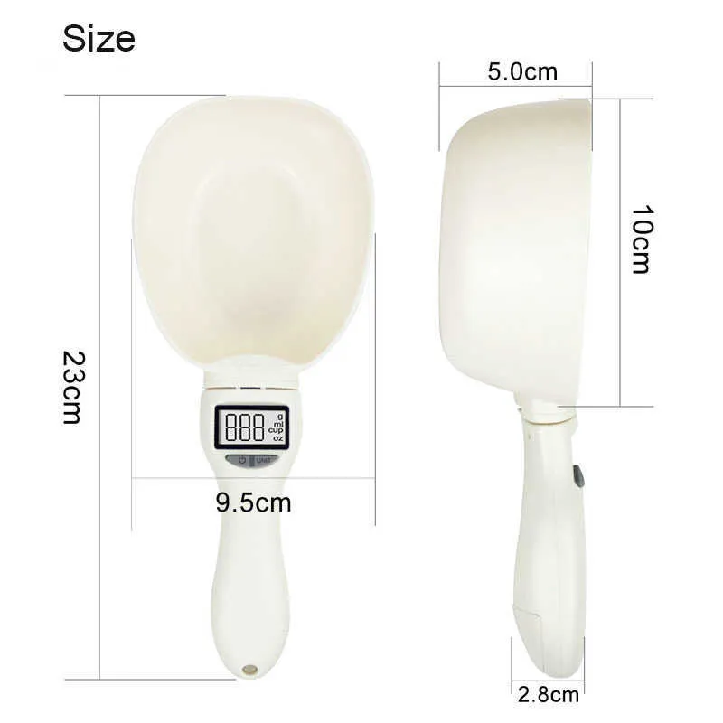 800g/1g Kitchen Scale Spoon Pet Food For Dog Cat Feeding Measuring Cup Portable Removeable With Led Display 210615