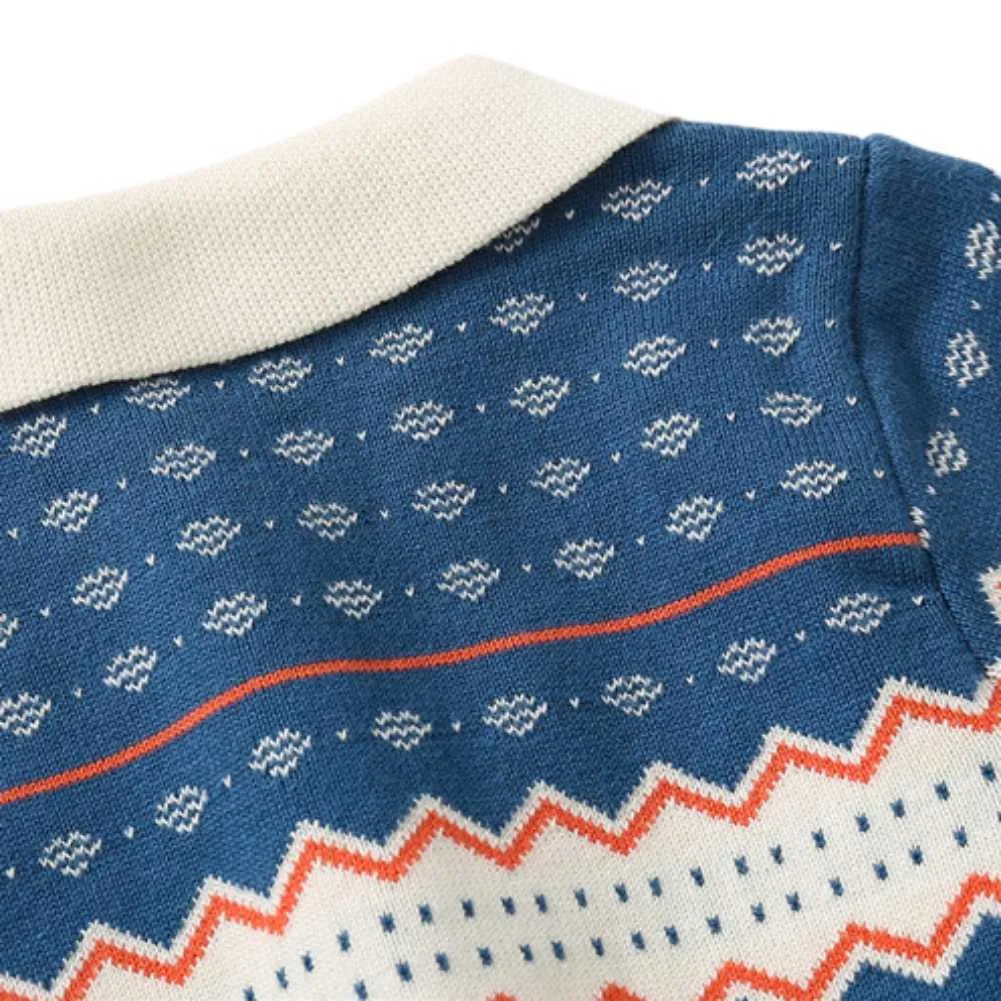 Höst höst vinter pojkar stickad tröja utgångar nedskrivning krage geometriska stickade tröjor skruv nacke varm pullover kläder 1-6t y1024