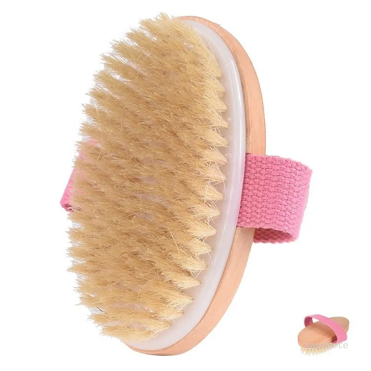 Brosse de bain peau sèche corps doux poils naturels SPA les brosses en bois bain douche brosse à poils sans poignée accessoires de salle de bain T2I52093