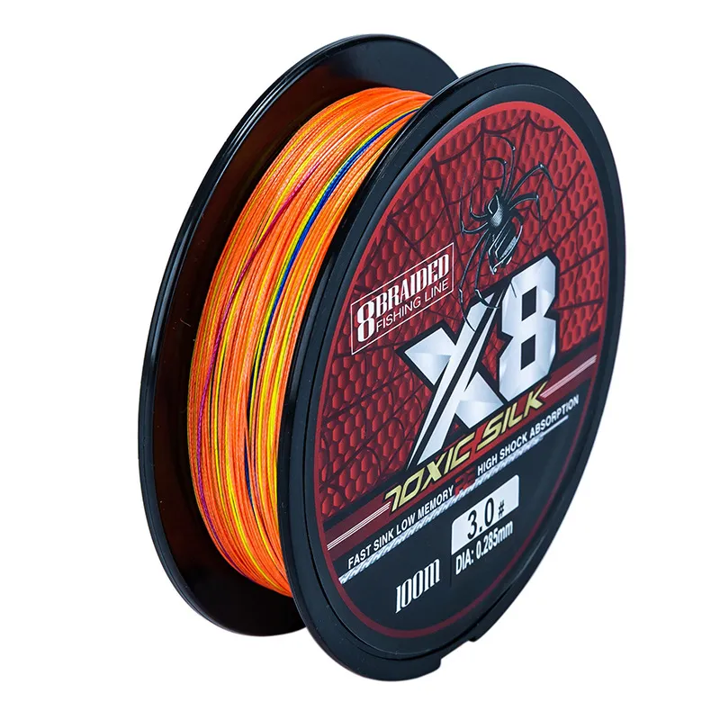 8 strands 100m pe braided fishing line 8100lb multifilament fishing line smooth carp fishing