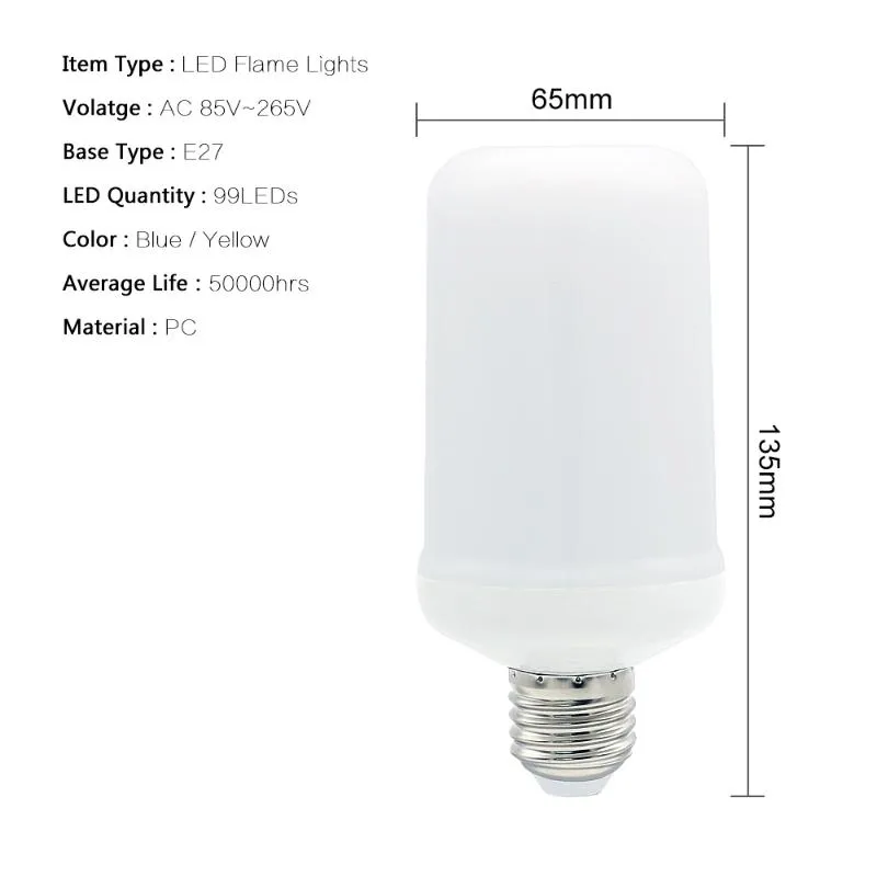 Лампочки E27 Эффект пламени светодиодные светодиодные эмуляции огненные плавкие лампы для праздничного рождественского освещения3017