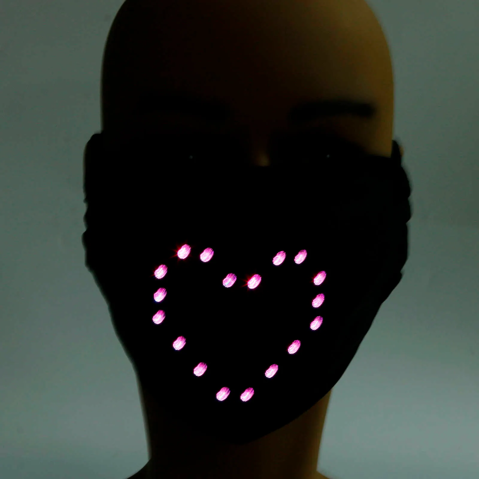 面白いLEDフェイスマスク女性学生ティーンエイジャーギフト音声起動フィルタープロテック再利用可能な半分の装飾292S