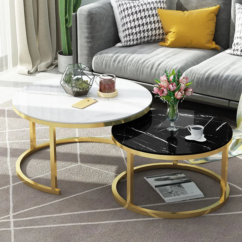 Lekkie luksusowe ly rozszerzalne meble do salonu Sofa stół mały apartament Nordic okrągły kreatywny stolik kawowy Combin3724588
