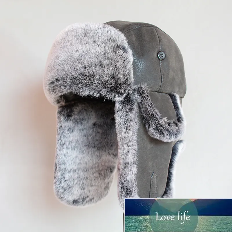 Bomber Hüte Winter Männer Warme Russische Uschanka Hut mit Ohrenklappe Pu Leder Pelz Trapper Kappe Earflap Fabrik expert design Quali261E