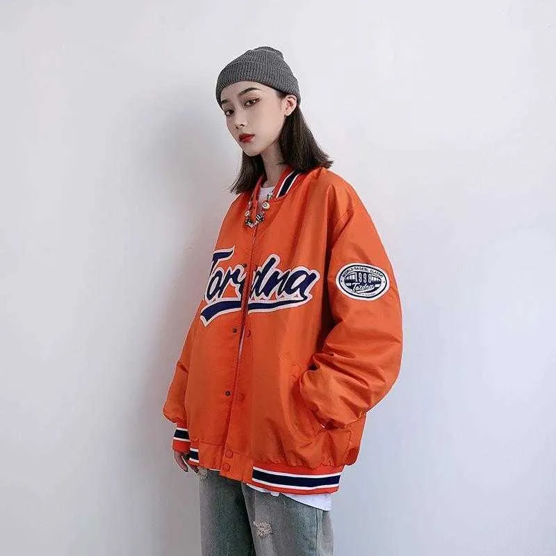 ladies plus size jacket Korean version loose velvet thick sweater student ins baseball uniform 210923