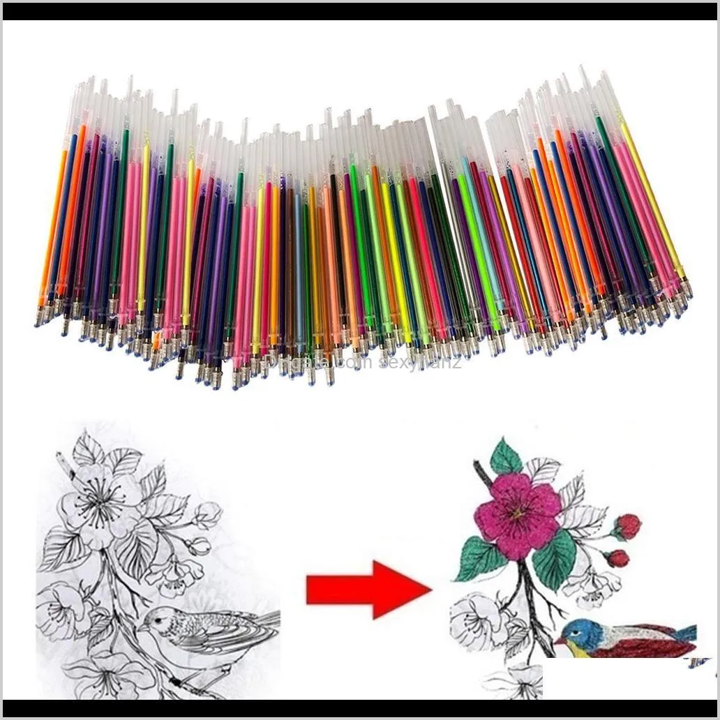 60/100 colors gel pen refills - fluorescence neon pen ink refills for adult coloring books, scrapbooking, drawing , diy painting