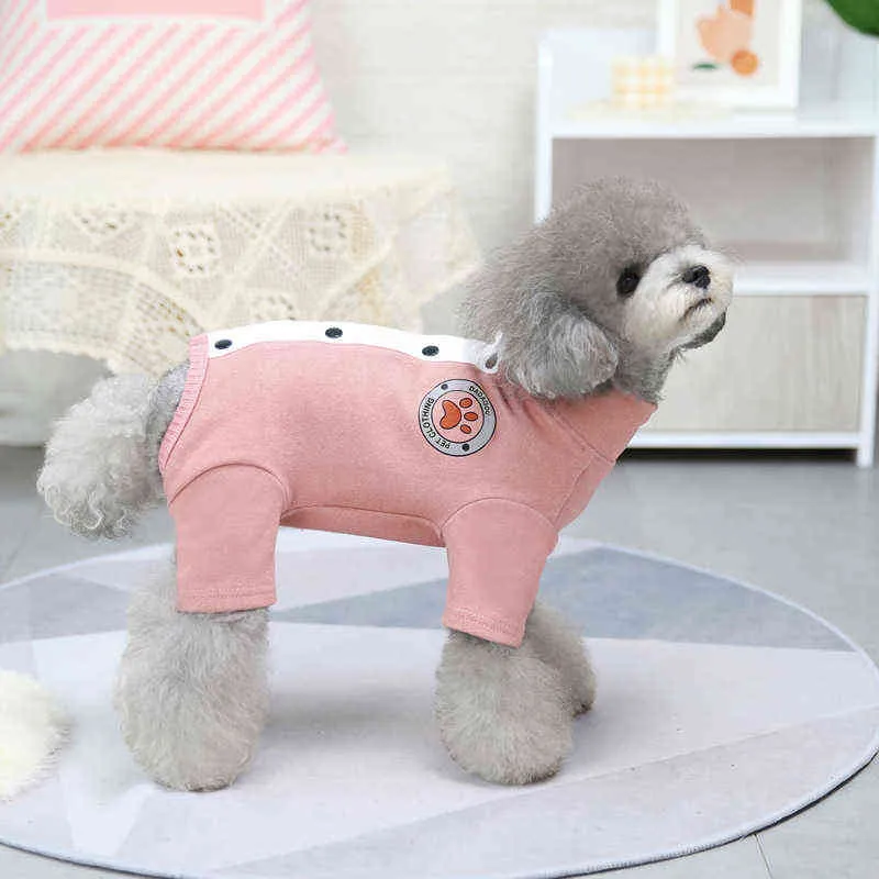 Combinaisons de chien de fille pour petit chien tout compris épais multi couleurs vêtements de chien de fille à quatre pattes avec bouton pour l'automne et l'hiver 211106