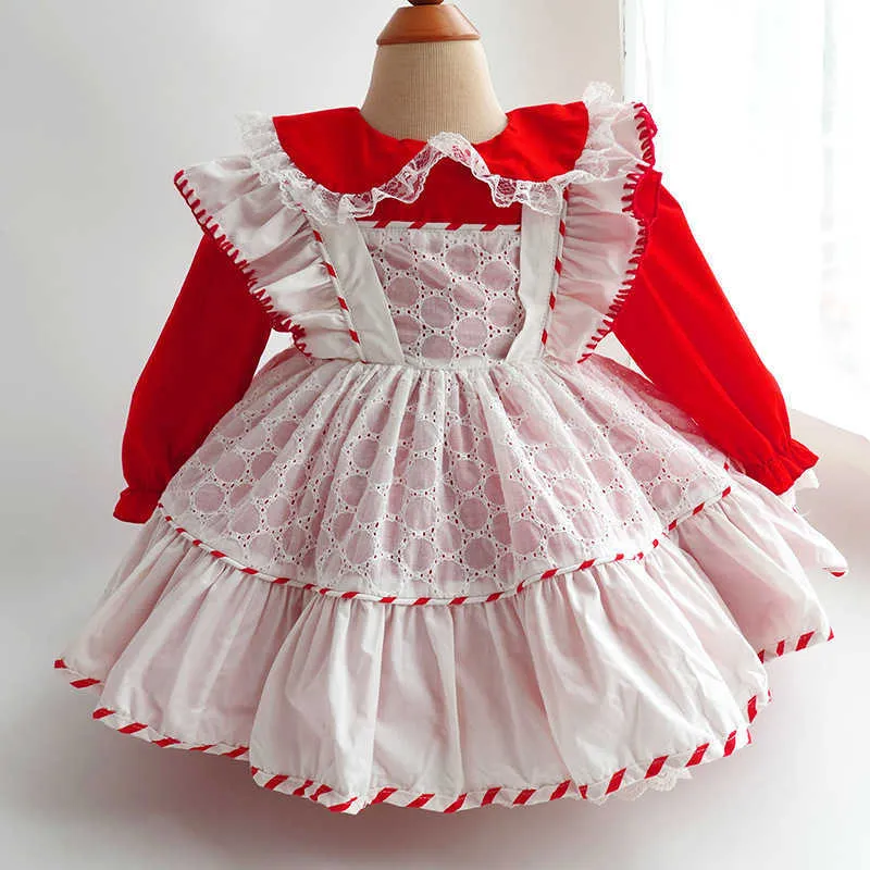 Robe espagnole pour enfants filles Espagne Lotia robes rouges bébé fête d'anniversaire vêtements Vintage Alice soirée robes de bal 210615