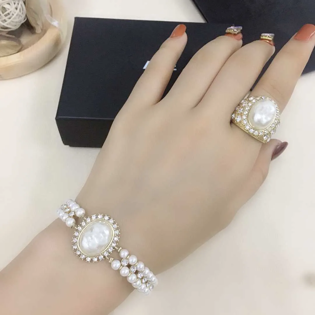 Marchio di colore oro gioielli di moda le donne fiore perle braccialetto a catena moda gioielli Praty design vintage polsino di grande larghezza5609425