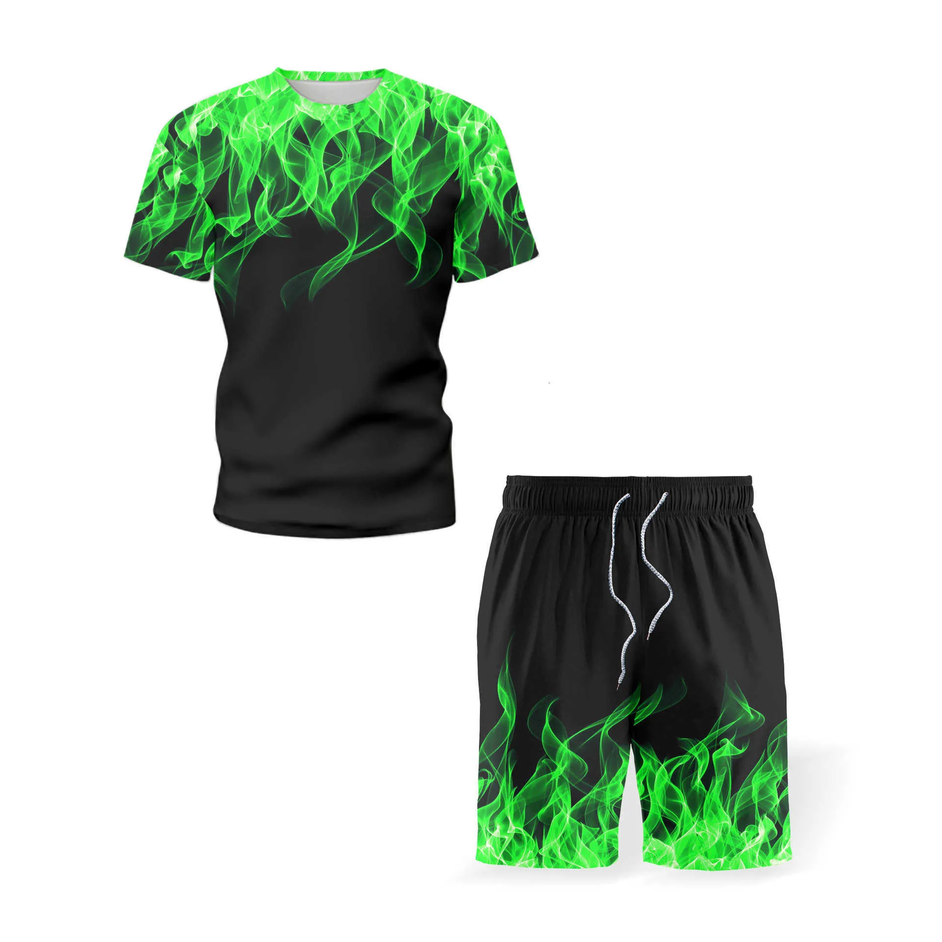 Dress Men Sets Lato 2021 Nowe Casual T-Shirts + Spodenki Sport Suit Streetwear Odzież Jogging Men Set Track Garnitury X0610