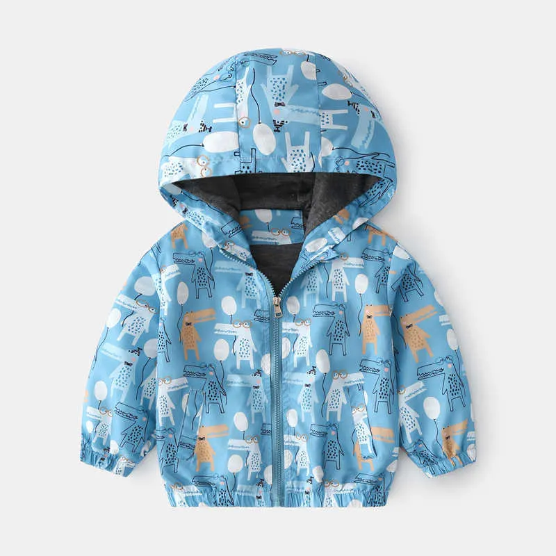 2021 nouveaux enfants veste printemps automne dessin animé fermeture éclair manteau garçons filles dinosaure à capuche vestes enfants mode impression vêtements d'extérieur 2-6T H0910