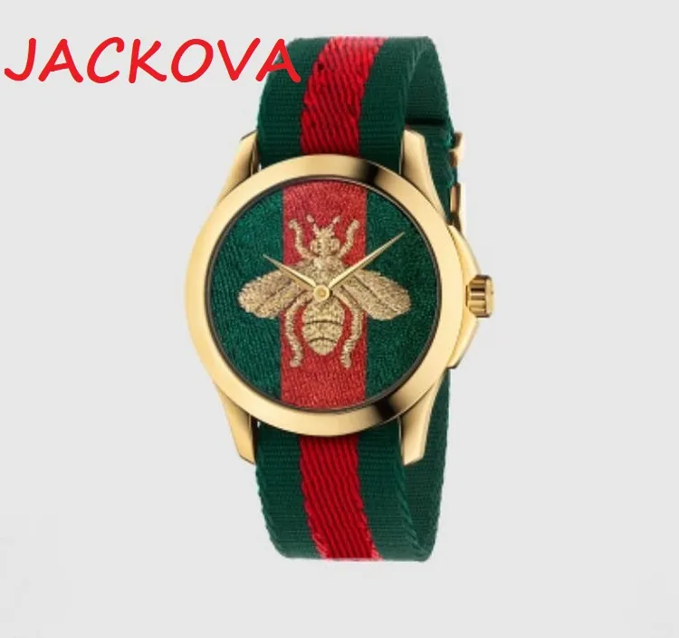 Montre de Luxe Factory Kwarc Ruch słynny marka zegarek dla kobiet mężczyzn pszczoła węża tygrysa nylonowy materiał skórzany pasek wodoodporny C205N
